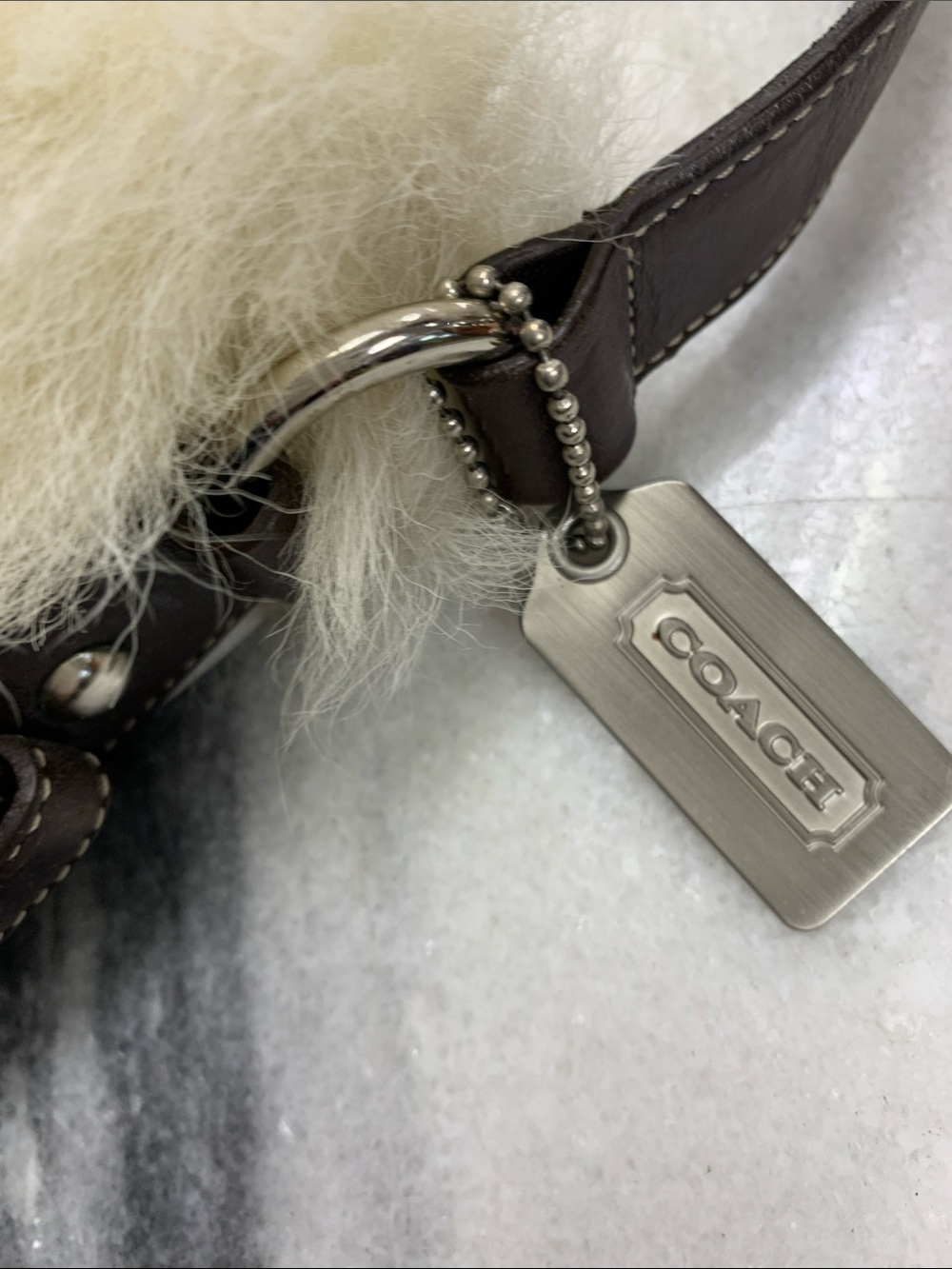 Coach Tan & Brown Signature Jacquard Fur-Trim Shoulder Bag - Picture 2 of 12